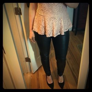 Lysse Black Faux Leather Leggings, size large